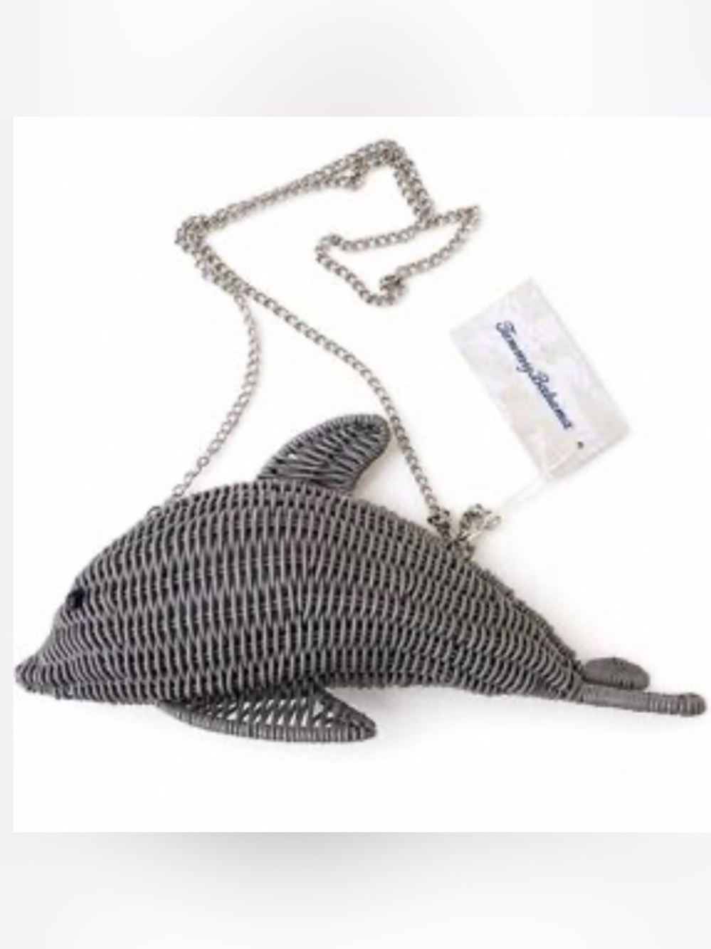 New Tommy Bahama Dolphin Woven Crossbody Bag in Charcoal Gray - Picture 4 of 15